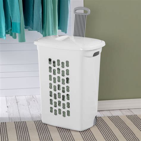 plastic hamper with wheels|sterilite ultra wheeled laundry hamper.